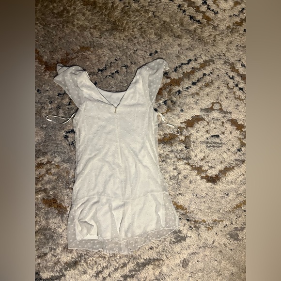 Karl Lagerfeld White Babydoll Mini Dress with Flutter Sleeves - Picture 8 of 9